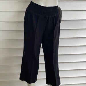 Lulu-B Ladies Black Gauze Culottes Pull-On Elastic Waist Lightweight (Capri)